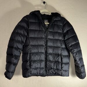 Aritzia TnAction The Little Fuzzy Puff - Black Puffer Jacket with Hood